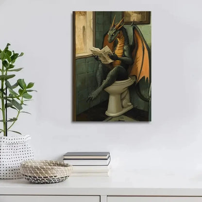 Whimsy Woodland Dragon Contemporary Painting 40x60cm Metal Print Ready to Hang