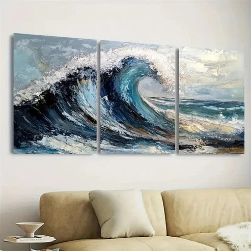3pcs Wave texture Wall Art Set Canvas Unframed - High Quality Print 100% Australian Made Wall Canvas
