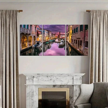 3pcs Venice Water City Landscape Wall Art Set Canvas Framed 40x60cm - High Quality Print 100% Australian Made Wall Canvas Ready to Hang