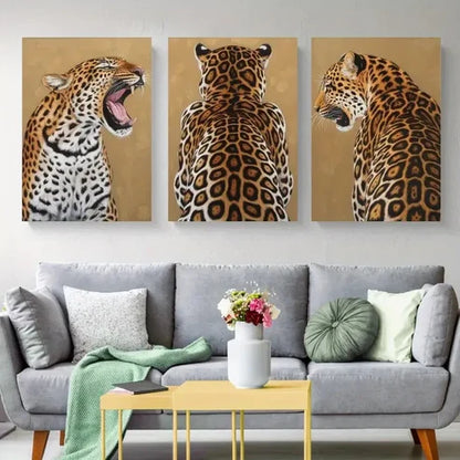 3pcs Leopard Contemporary Style Wall Art Set Canvas Unframed - High Quality Print 100% Australian Made Wall Canvas