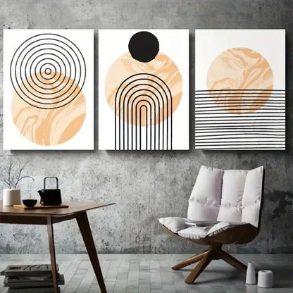 3pcs Minimalist Geometric Circles Wall Art Set Canvas Framed 40x60cm - High Quality Print 100% Australian Made Wall Canvas Ready to Hang