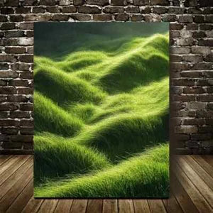 Grassland Serene Landscape Painting 40x60cm Metal Print Ready to Han