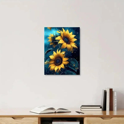 Beautiful Sunflower Vibrant Floral Painting 40x60cm Metal Print Ready to Hang