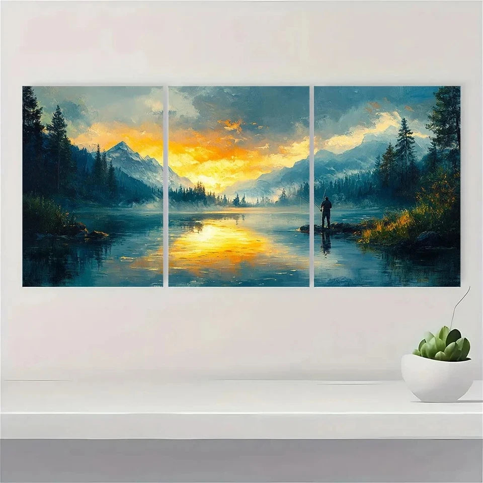 3pcs Serene River Scene Nature Metal Print Ready to Hang Art