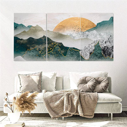 3pcs Modern Abstract Mountain Wall Art Set Canvas Framed 60x90cm - High Quality Print 100% Australian Made Wall Canvas Ready to Hang