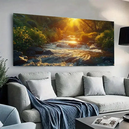 Serene Forest Sunlight  wall canvas office home room framed 120x60cm