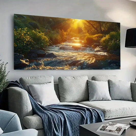 Serene Forest Sunlight  wall canvas office home room framed 120x60cm
