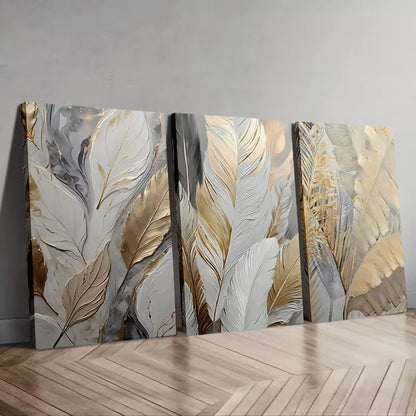 3pcs Modern Abstract Leaf Wall Art Set Canvas Framed 40x60cm – High Quality Print, 100% Australian Made, Ready to Hang