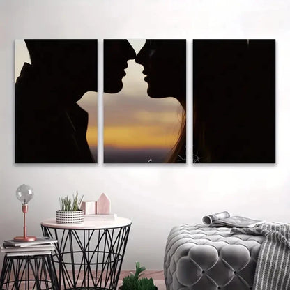 3pcs Featuring Man and Woman, Sunset Design Wall Art Set Canvas Framed 50x70cm - High Quality Print 100% Australian Made Wall Canvas Ready to Hang
