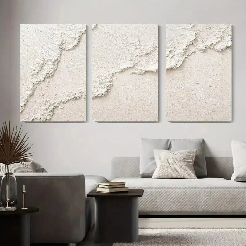 3pcs Earth Color Minimalist 3D Lightening Art Metal Print Ready to Hang Art