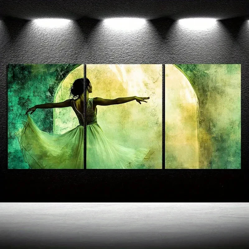 3pcs The Woman Dancing Under The Arch Metal Print Ready to Hang Art
