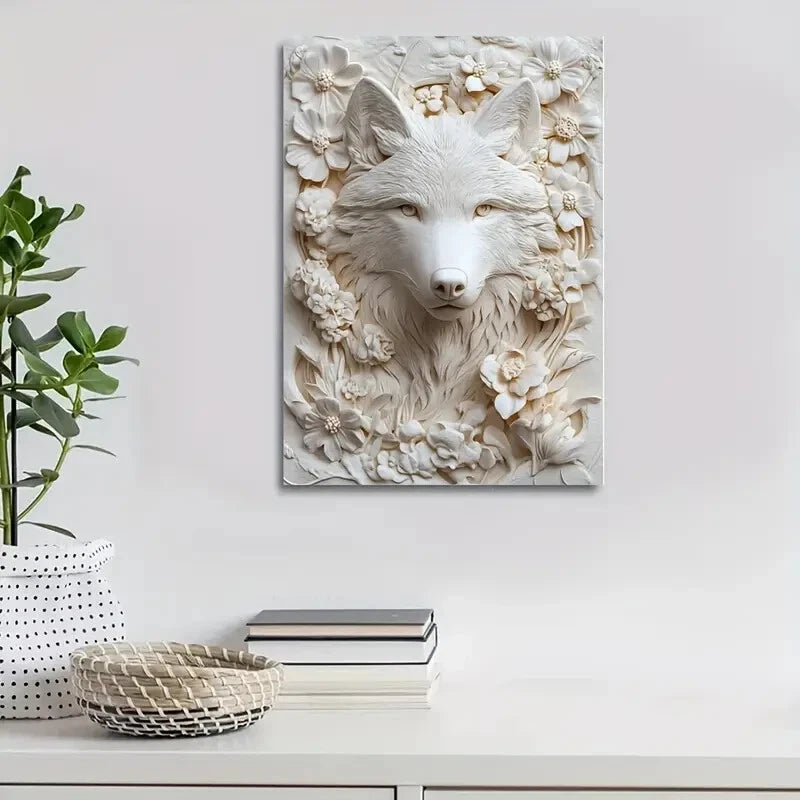 Beautiful Featuring a Wolf Painting 40x60cm Metal Print Ready to Hang