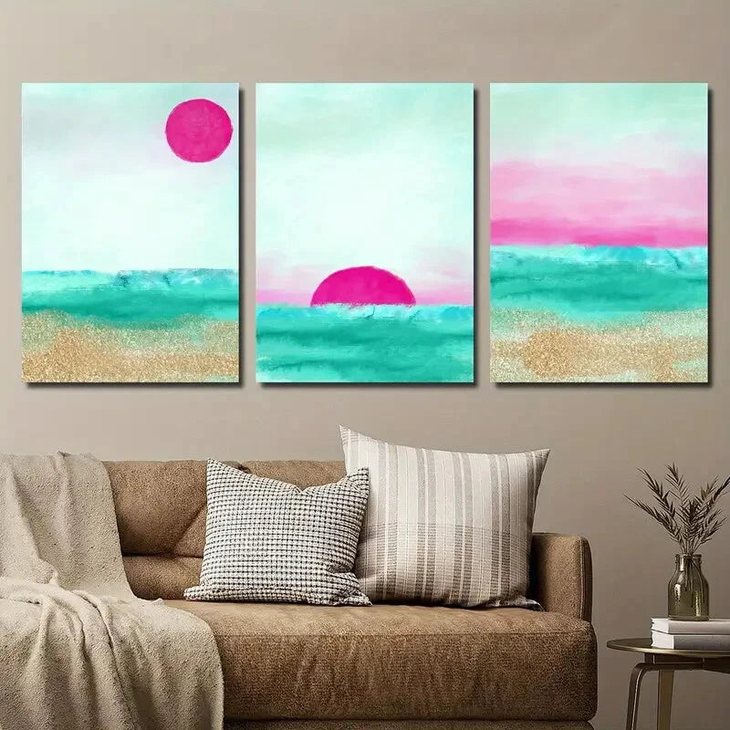 3pcs Modern Abstract Landscape Décor Perfect Wall Art Set Canvas Framed 40x60cm - High Quality Print 100% Australian Made Wall Canvas Ready to Hang