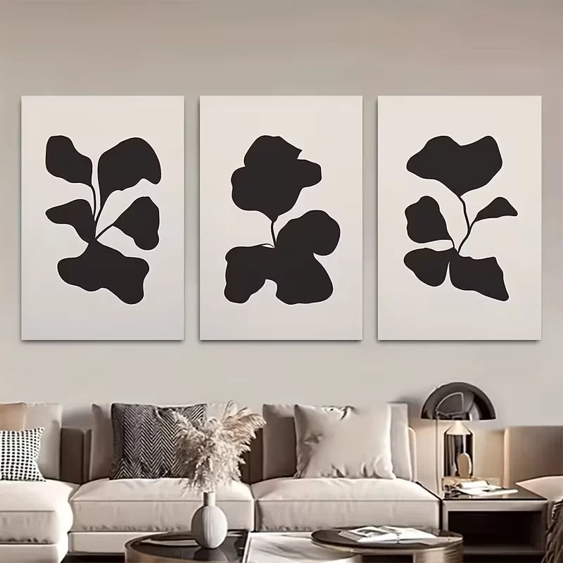 3pcs Abstract Black & Beige Modern Decor Wall Art Set Canvas Framed 50x70cm - High Quality Print 100% Australian Made Wall Canvas Ready to Hang