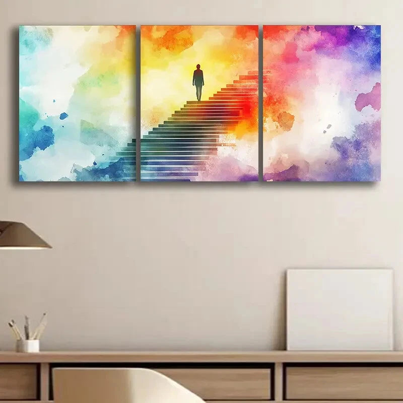 3pcs Modern Abstract Color Silhouette Metal Print Ready to Hang Art
