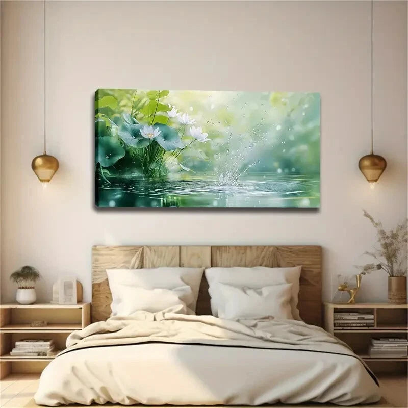 Mainly In Cyan And Green Color Wall Art canvas office home room framed 120x60cm