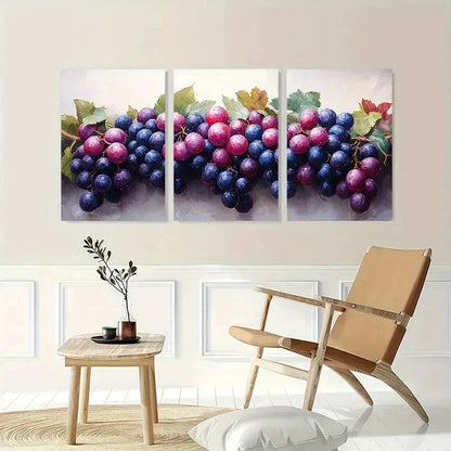 3pcs Décor Botanical Bunch Of Grapes Perfect Wall Art Set Canvas Framed 40x60cm - High Quality Print 100% Australian Made Wall Canvas Ready to Hang