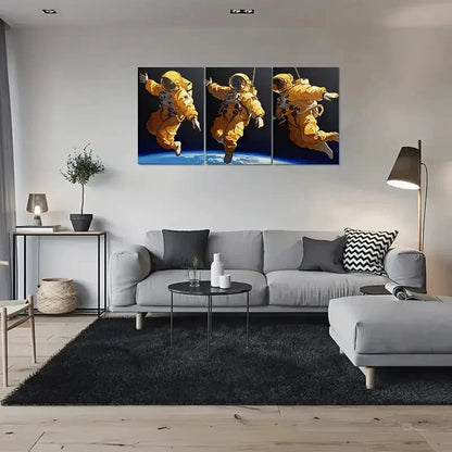 3pcs Adventure Astronaut Floating Space Metal Print Ready to Hang Art