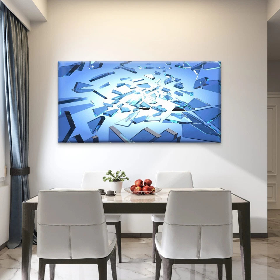 Broken Glass Texture Wall Art Canvas Office Home Room Framed 120x60cm