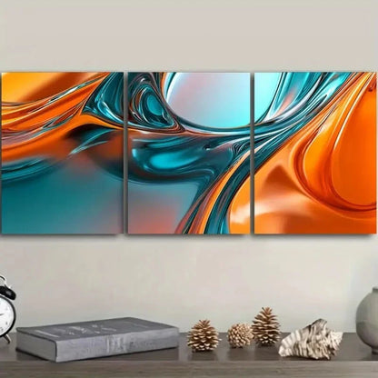 3pcs Fluid Shapes Painting Colourful Metal Print Ready to Hang Art