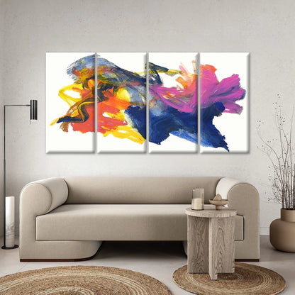 4pcs Abstract Colourful Expressive Brushstrokes Wall Art Canvas Framed 45x80cm - High Quality Print 100% Australian Made Wall Canvas Ready to Hang