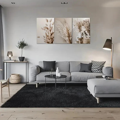 3pcs Bohemian Dried Flowers & Candles Metal Print Ready to Hang Art