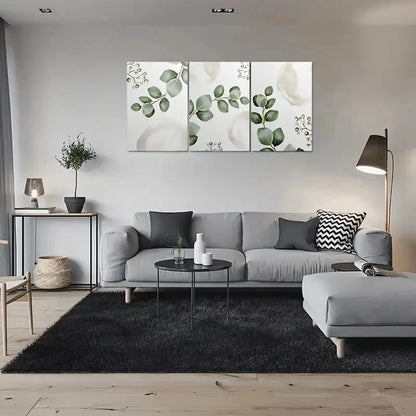 3pcs Minimalist Green Leaf Botanical Metal Print Ready to Hang Art