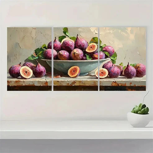3pcs Fig Original Art Fruit Wall Art Canvas Unframed - High Quality Print 100% Australian Made Wall Canvas