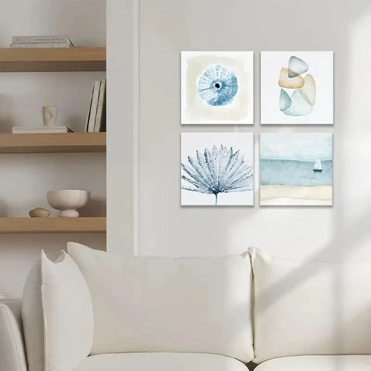 4pcs Beach Themed DecorWall Art Canvas Framed