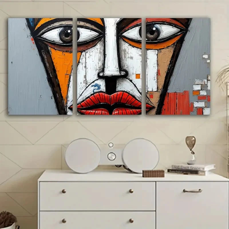 3pcs Abstract Woman Face Paintings Wall Art Set Canvas Framed 60x90cm - High Quality Print 100% Australian Made Wall Canvas Ready to Hang