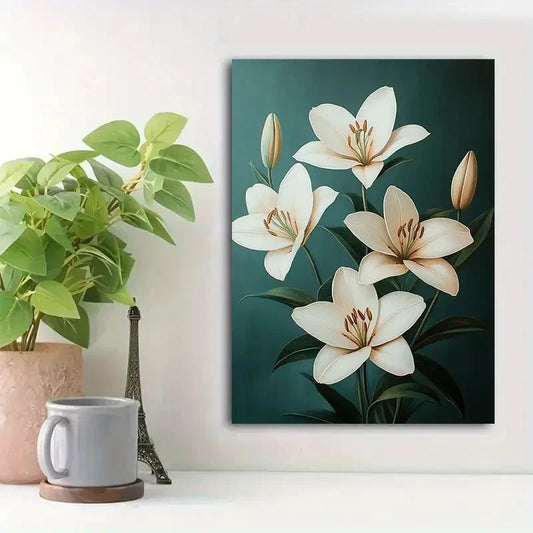 Beautiful Abstract Floral Boho Minimalist Painting 40x60cm Metal Print Ready to Hang