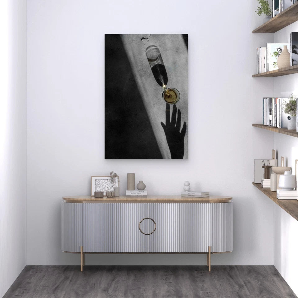 Wine Glass With Shadows 60x90cm Metal Print Ready to Hang