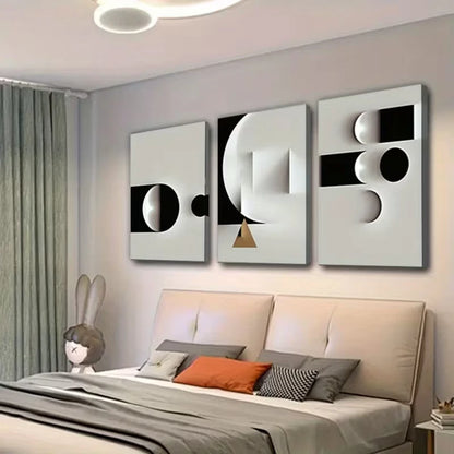 3pcs Black White Modern Nordic Wall Art Set Canvas Framed 50x70cm - High Quality Print 100% Australian Made Wall Canvas Ready to Hang