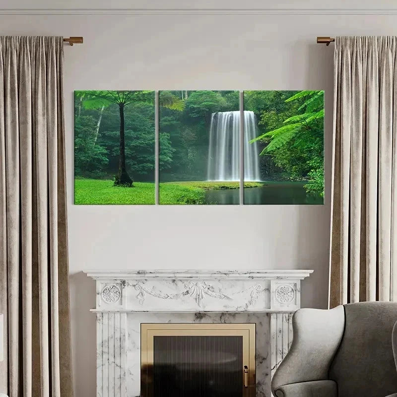 3pcs Mountains Lakes and Waterfall Decor Wall Art Set Canvas Framed 40x60cm - High Quality Print 100% Australian Made Wall Canvas Ready to Hang