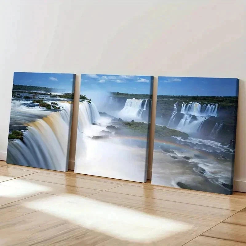 3pcs Iguazu Falls Argentina Natural Wall Art Set Canvas Framed 40x60cm - High Quality Print 100% Australian Made Wall Canvas Ready to Hang