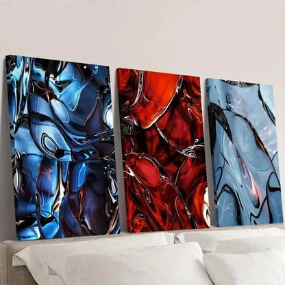 3pcs Shiny Ripple Twisted Fluid Texture Wall Art Canvas Unframed - High Quality Print 100% Australian Made Wall Canvas