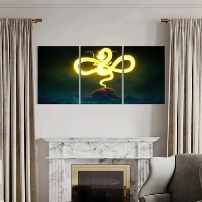 3pcs Classic Japanese Dragon Painting Wall Art Set Canvas Framed 40x60cm - High Quality Print 100% Australian Made Wall Canvas Ready to Hang