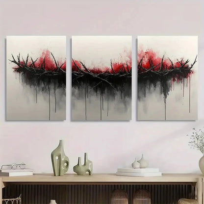 3pcs Watercolor Crown of Thorns Metal Print Ready to Hang Art