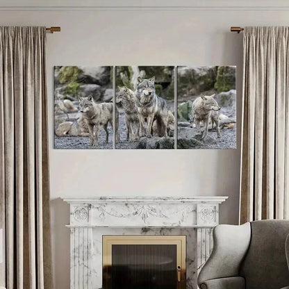3pcs Pack of Gray Wolves Painting Wall Art Set Canvas Framed 40x60cm - High Quality Print 100% Australian Made Wall Canvas Ready to Hang