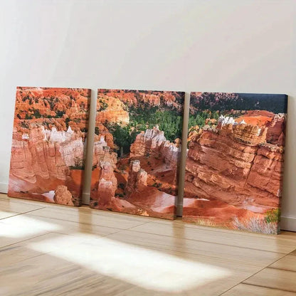 3pcs Mountain Landscape Prints with Sunlit  Wall Art Set Canvas Framed 60x90cm - High Quality Print 100% Australian Made Wall Canvas Ready to Hang