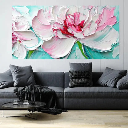Large Pink Floral Flower Wall Art Canvas Office Home Room Framed 120x60cm