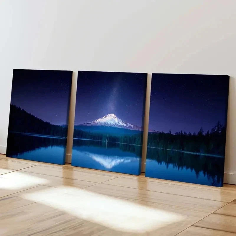 3pcs Snow Mountain Milky Way Lake Wall Art Set Canvas Framed 40x60cm - High Quality Print 100% Australian Made Wall Canvas Ready to Hang