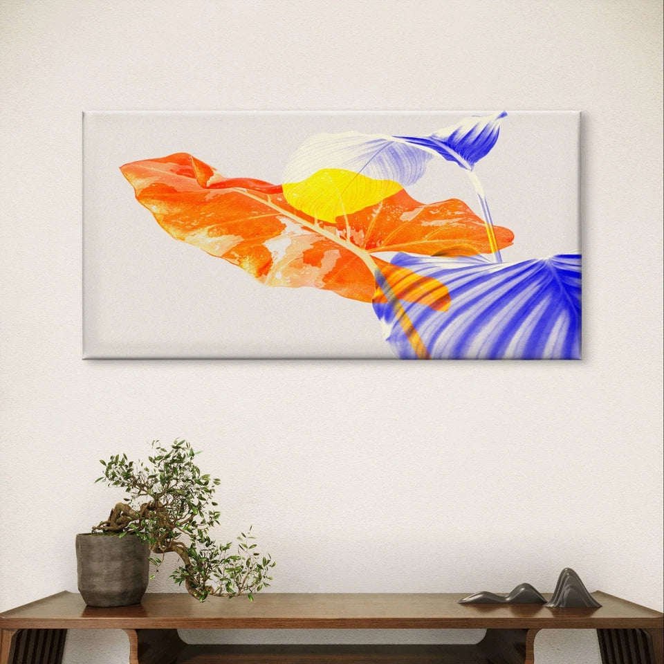 Double Exposure Tropical Leaves Abstract Wall Art Canvas Office Home Framed 120x60cm