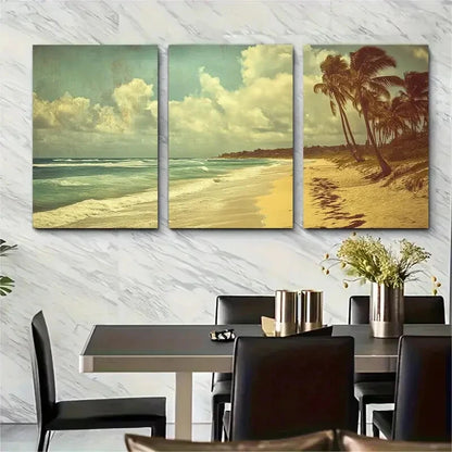 3pcs Barbados Bathsheba Beach Vintage Style Metal Print Ready to Hang Art