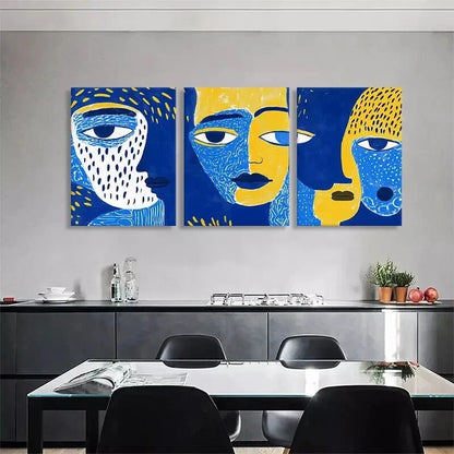 3pcs Abstract Modern Faces Portraits Perfect Wall Art Set Canvas Framed 40x60cm - High Quality Print 100% Australian Made Wall Canvas Ready to Hang