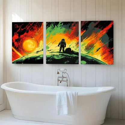 3pcs Astronaut Space Adventure Sci-Fi Perfect Wall Art Set Canvas Framed 40x60cm - High Quality Print 100% Australian Made Wall Canvas Ready to Hang
