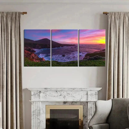 3pcs Mountain Seaside Sea Sunset Modern Wall Art Set Canvas Framed 40x60cm - High Quality Print 100% Australian Made Wall Canvas Ready to Hang