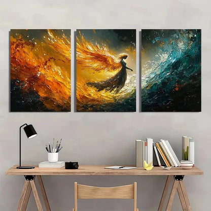 3pcs Guardian Angel Unique Giclée Perfect Wall Art Set Canvas Framed 40x60cm - High Quality Print 100% Australian Made Wall Canvas Ready to Hang
