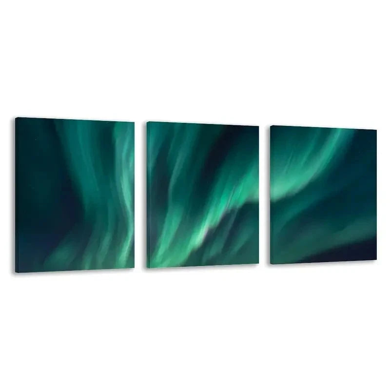 3pcs Northern Lights Dance Overhead Night Sky  Wall Art Set Canvas Framed 60x90cm - High Quality Print 100% Australian Made Wall Canvas Ready to Hang