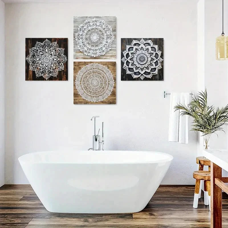 4pcs Deco Mandala Canvas Prints  Wall Art Canvas Framed